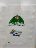 Liz Wheeler Original Collage Art Green