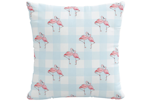 Gray Malin Decorative Pillow, Flamingo Gingham Blue