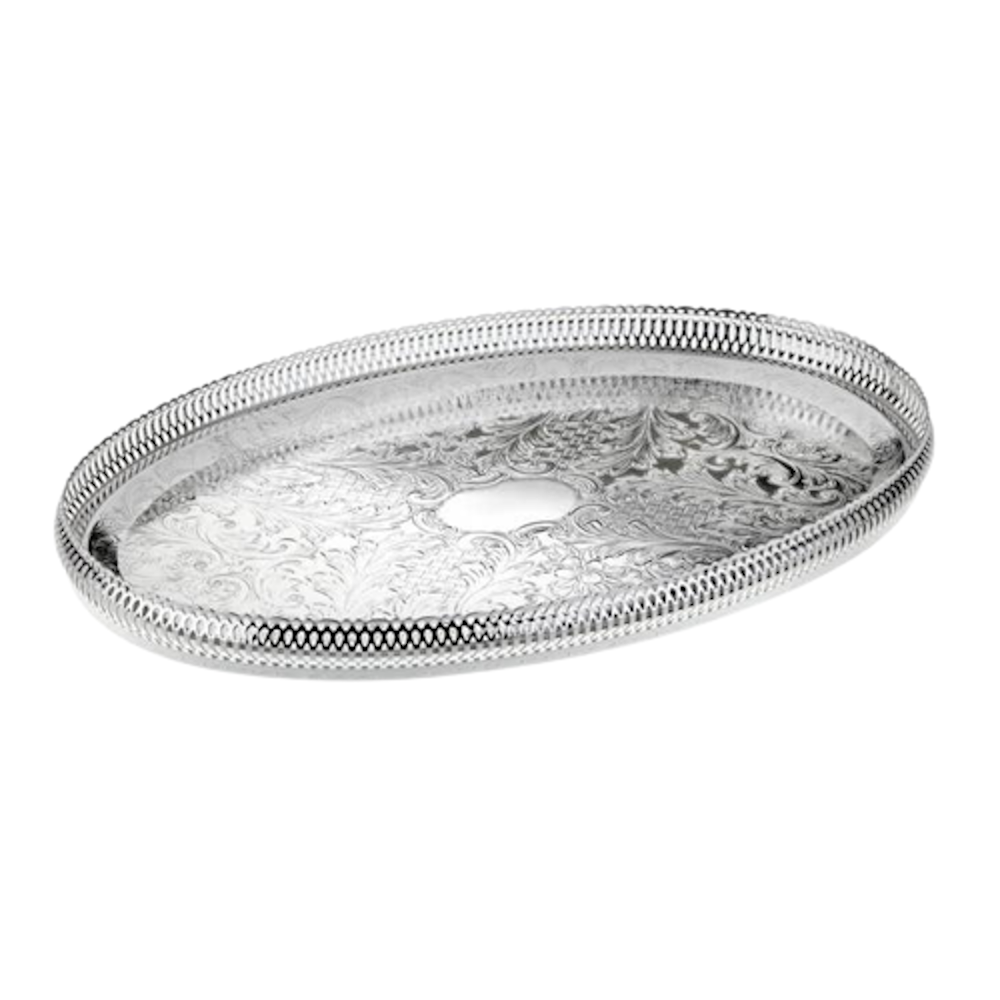 Silver Antique Oval Tray 15.1/3"