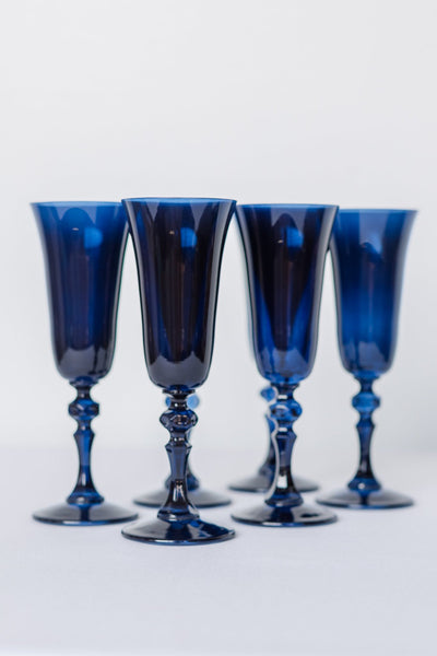 ESTELLE COLORED REGAL FLUTE - SET OF 6 {MIDNIGHT BLUE}