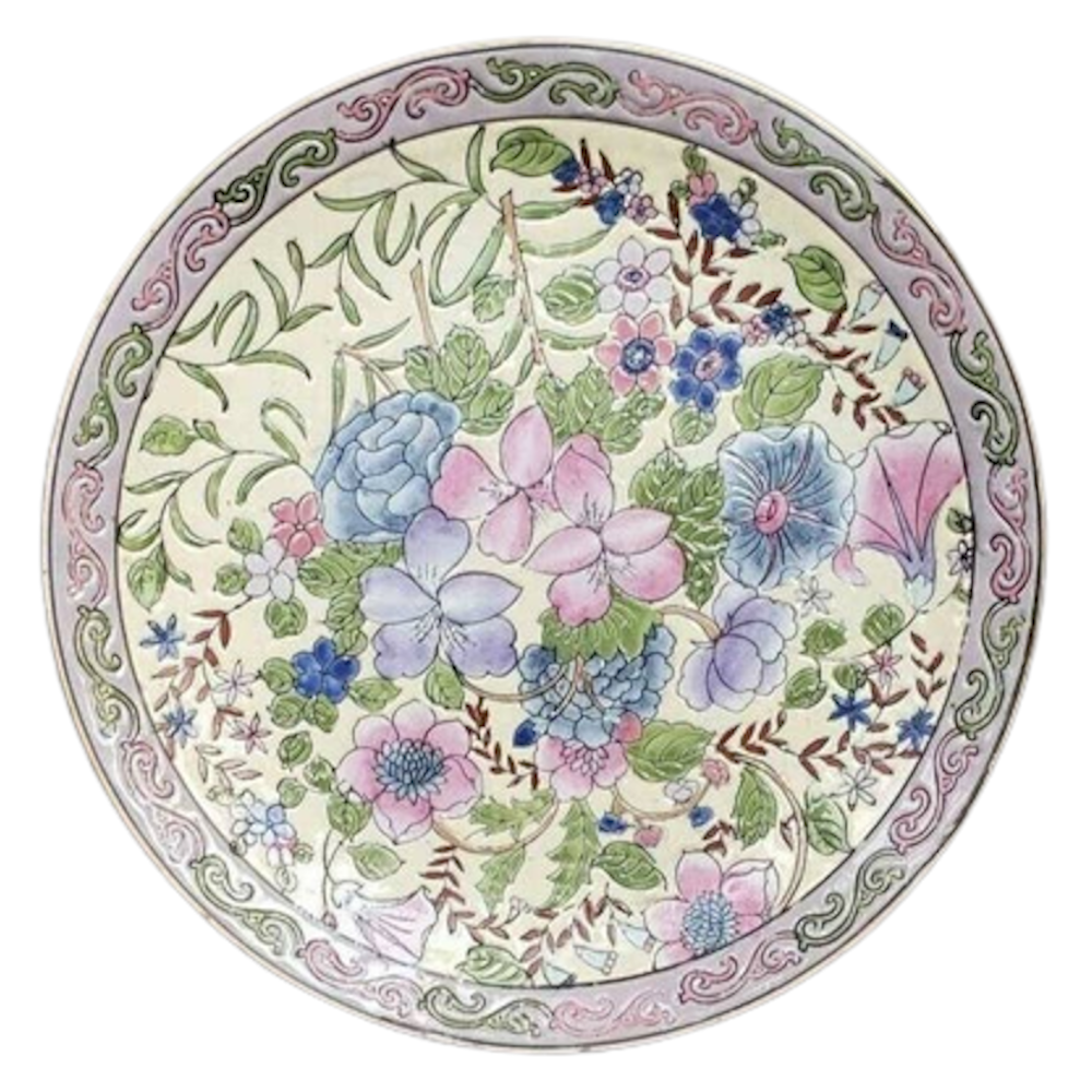 A Pair Of Chinese Painted-enamel Plates With Flowers, 19th Century Auction