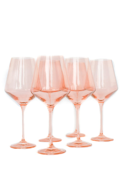 Estelle Colored Glass Champagne Flutes, Set of 6 - Blush Pink