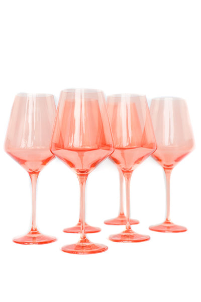 ESTELLE COLORED WINE STEMWARE - SET OF 6 {CORAL PEACH PINK}