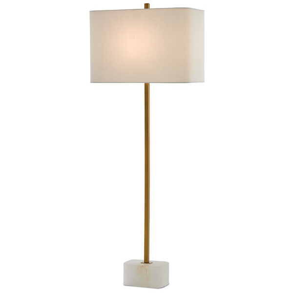 Tall Brass and Alabaster Buffet Lamp