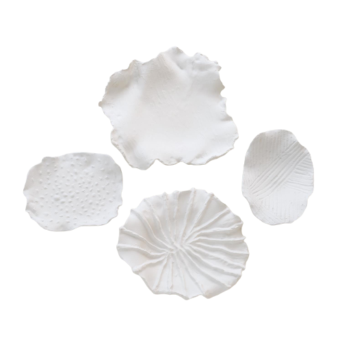 White Italian Ceramic Wall Plaques Set of 4