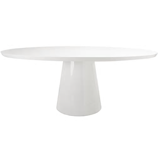 White Lacquer Oval Dining Table