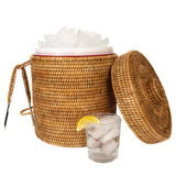 Rattan Ice Bucket with Tongs