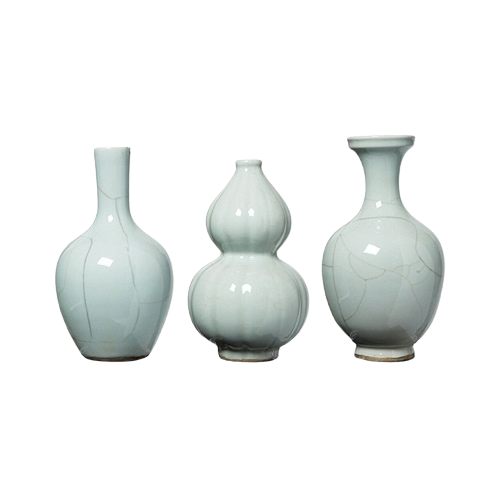 Crackle Celadon Bud Vases - Set of 3