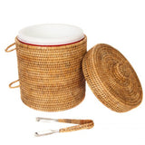 Rattan Ice Bucket with Tongs