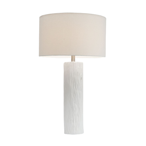 White Plaster Faux Bois Table Lamp