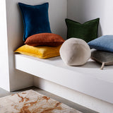 Cream Round Velvet Pillow