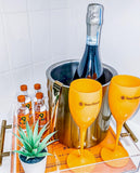 Veuve Clicquot Inspired Orange Champagne Flutes (Set of 4)