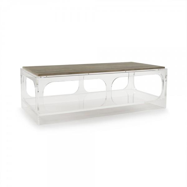 Alec Acrylic and Wood Cocktail Table